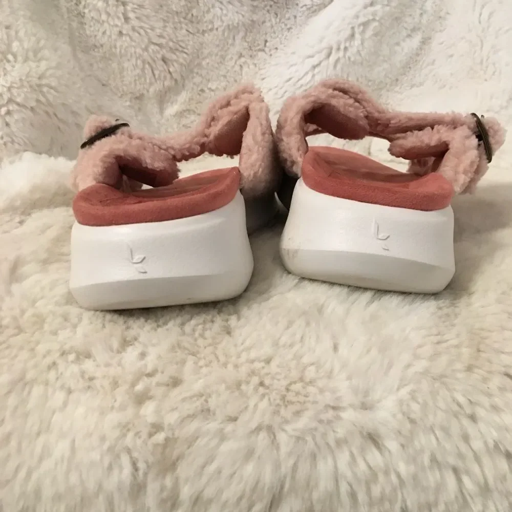 NEW Koolaburra By Ugg Women's Pink Pasea Faux Shearling Slide Sandals Size 7